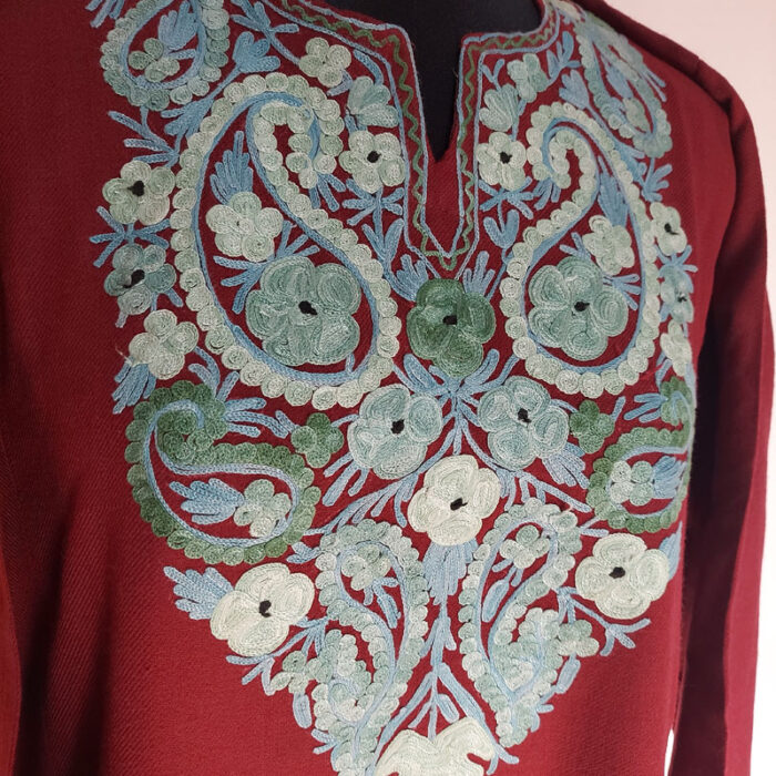 Maroon Badam Aari Cashmilon Pheran - Image 3