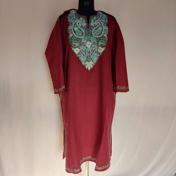 Maroon Badam Aari Cashmilon Pheran - Image 2