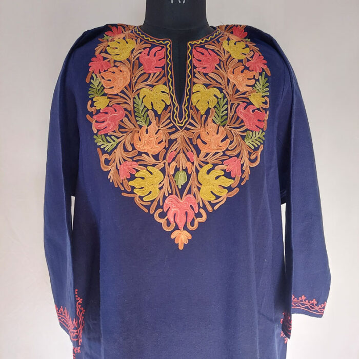 Dark Blue Chinari Aari Cashmilon Pheran