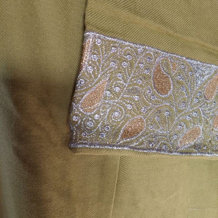 Light Green Zari Cashmilon Pheran - Image 4