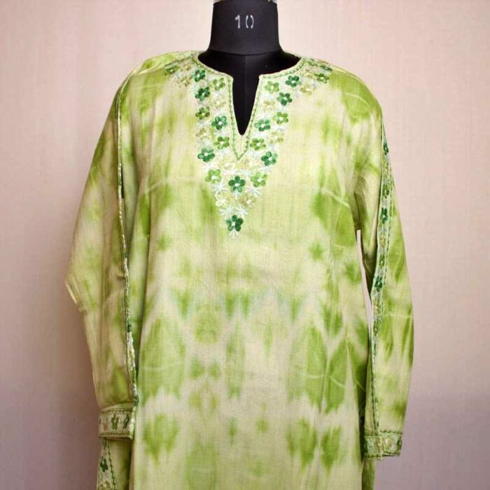 Sabz Tie-Dye Polywool Aari Pheran