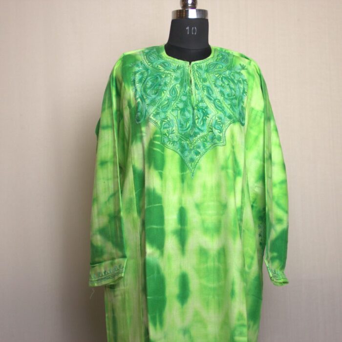 Sabz Wan Tie-Dye Cashmilon Aari Pheran