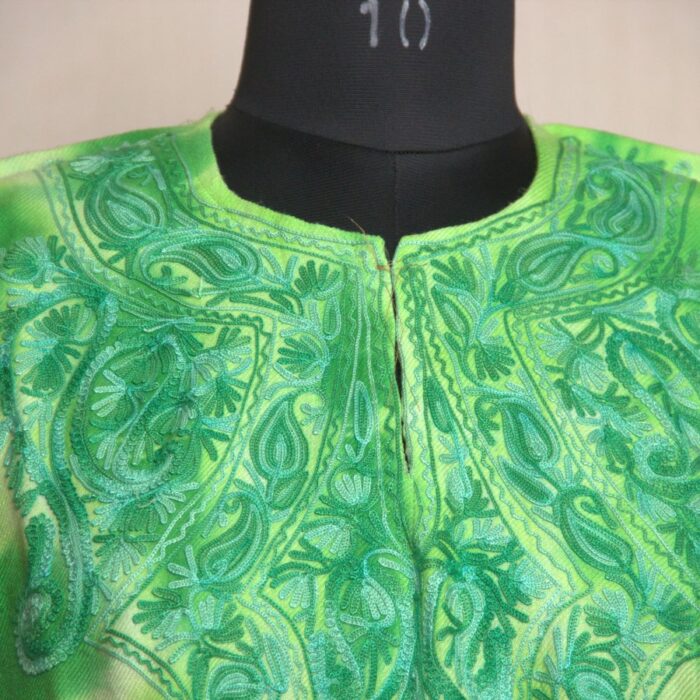 Sabz Wan Tie-Dye Cashmilon Aari Pheran - Image 3