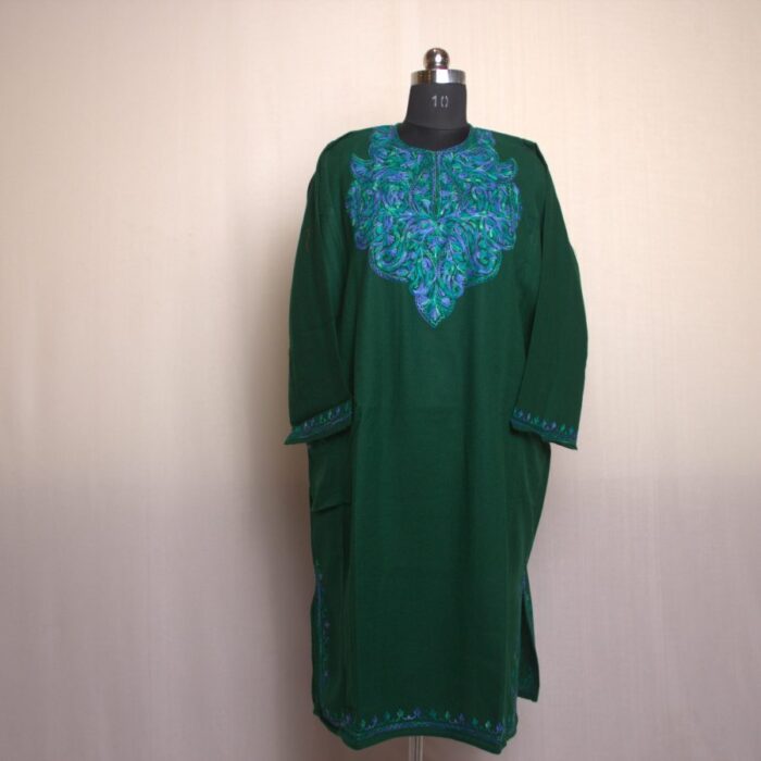 Sabz Shahi Fine Ari Work Cashmilon Pheran - Image 2