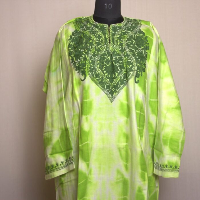 Sabz Gash Tie-Dye Cashmilon Aari Pheran
