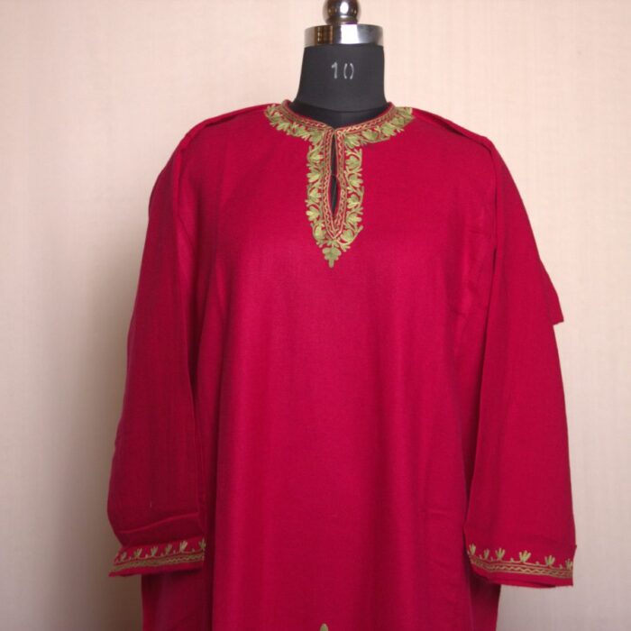 Pink Aari Daman Fine Work Cashmilon Pheran - Image 2