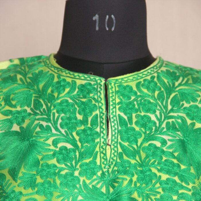 Sabz Sheen Tie-Dye Cashmilon Aari Pheran - Image 3