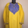 Yellow Nyul Fine Ari Work Cashmilon Pheran