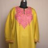 Yellow Gulabi Aari Work Cashmilon Pheran