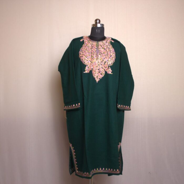 Sabz Shah Aari Work Cashmilon Pheran - Image 3