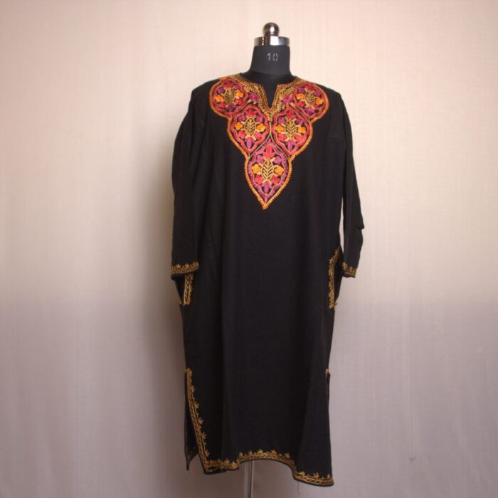 Black Badam Aari Work Cashmilon Pheran - Image 2