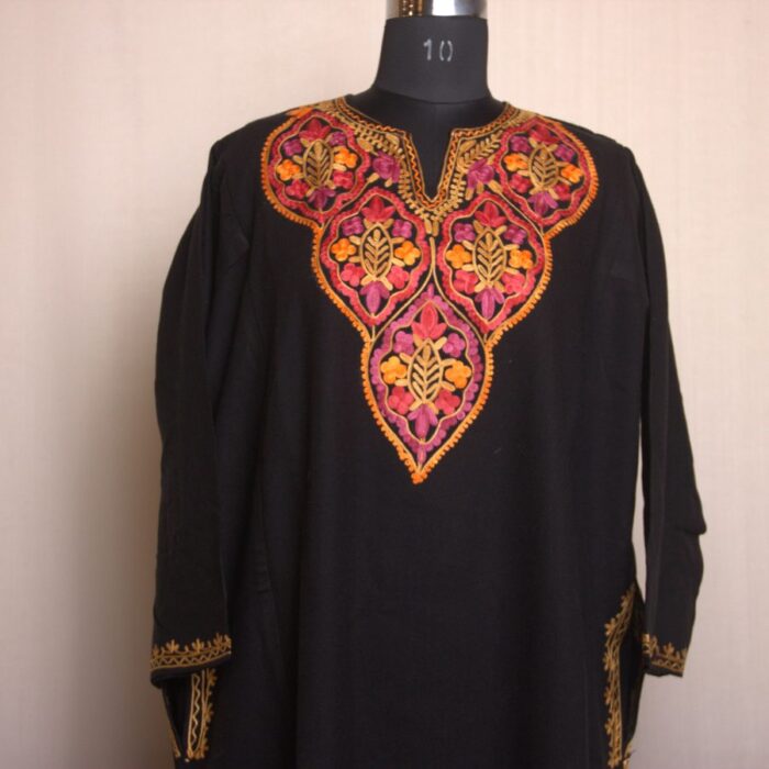 Black Badam Aari Work Cashmilon Pheran