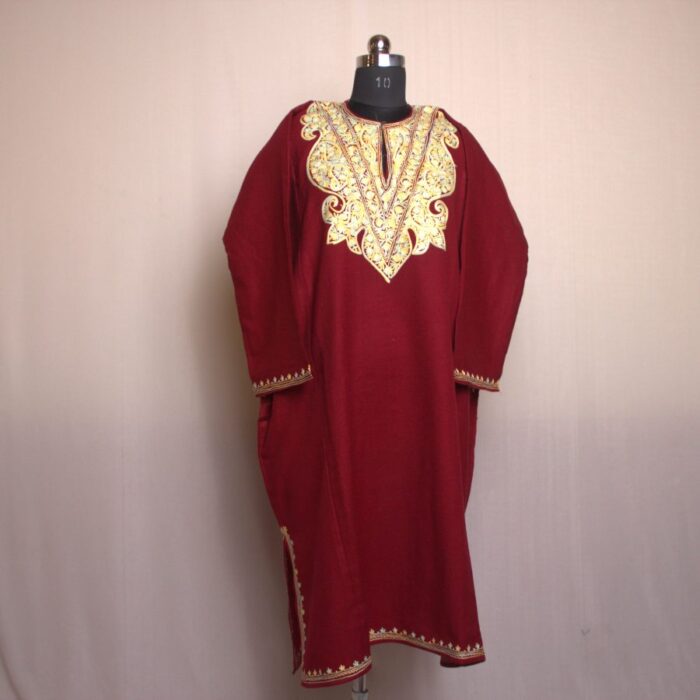Maroon Nayab Aari Work Cashmilon Pheran - Image 2