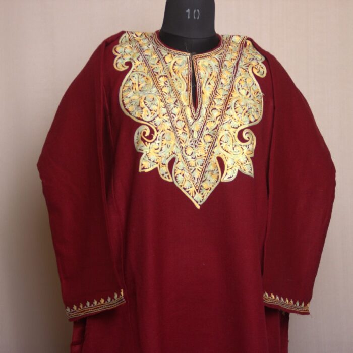 Maroon Nayab Aari Work Cashmilon Pheran