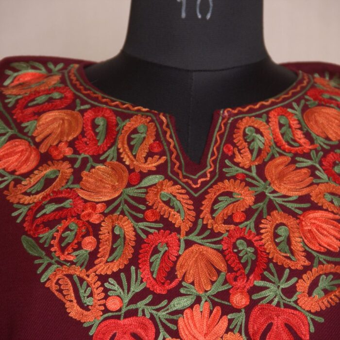 Maroon Ahad Shah Aari Work Cashmilon Phiran - Image 2