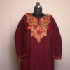 Maroon Chinari Pun Aari Work Cashmilon Phiran