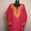 Pink Cashmilon Pheran with Border Aari Work