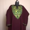Wine Floral Shahi Aari Work Cashmilon Pheran