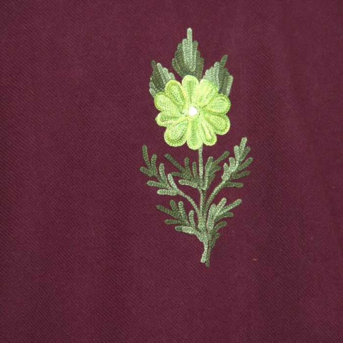 Wine Floral Shahi Aari Work Cashmilon Pheran - Image 4
