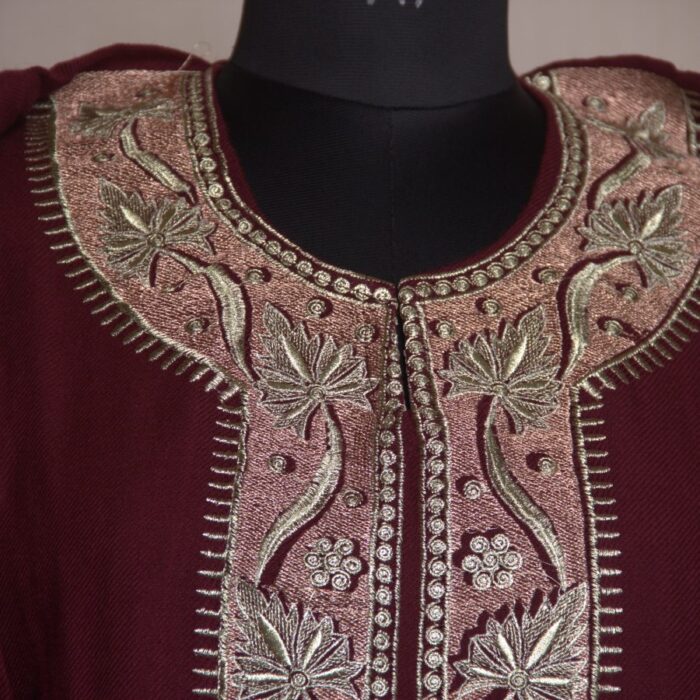 Wine Zari Cashmilon Pheran - Image 3