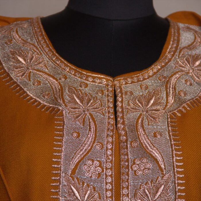 Mustard Zari Cashmilon Pheran - Image 3