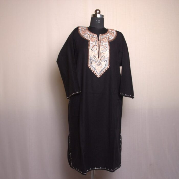 Black Zari Cashmilon Pheran - Image 2