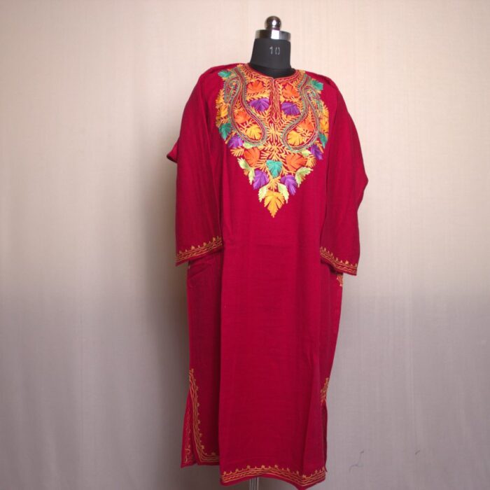 Pink Rangi Aari Work Cashmilon Pheran - Image 2