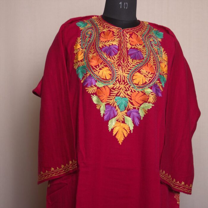 Pink Rangi Aari Work Cashmilon Pheran