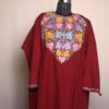 Maroon Aari Work Cashmilon Pheran