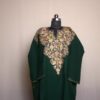 Dark Green Aari Work Front Back Cashmilon Pheran