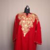 Red Aari Work Front Back Cashmilon Pheran