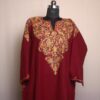 Maroon Aari Work Front Back Cashmilon Pheran
