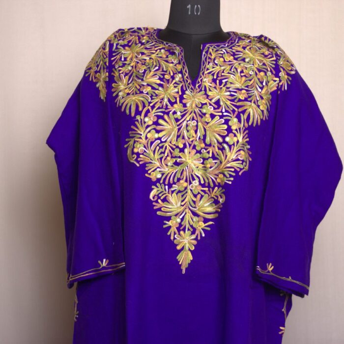 Dark Blue Work Front Back Cashmilon Pheran