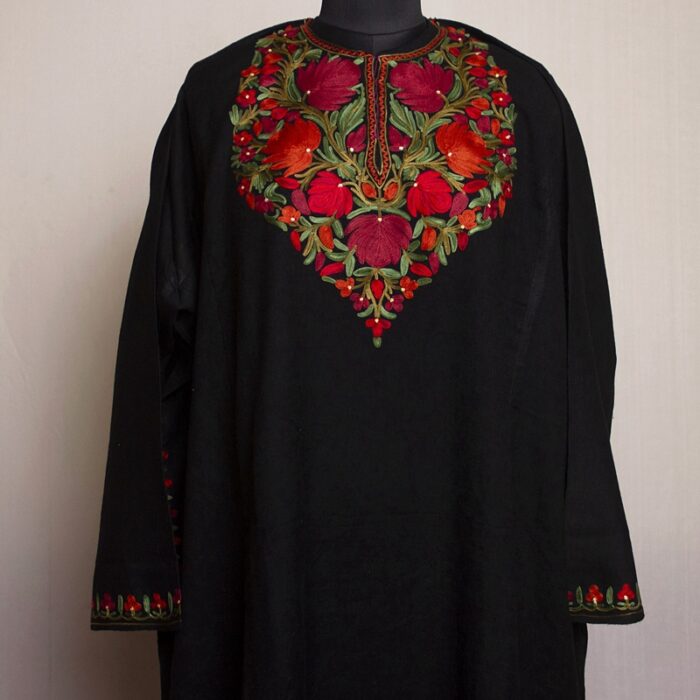 Black Lal Ded  Raffal Premium Aari Pheran