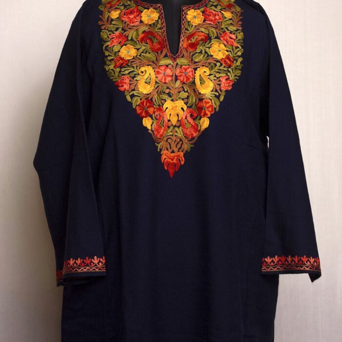 Dark Blue Premium Cashmilon Aari Pheran