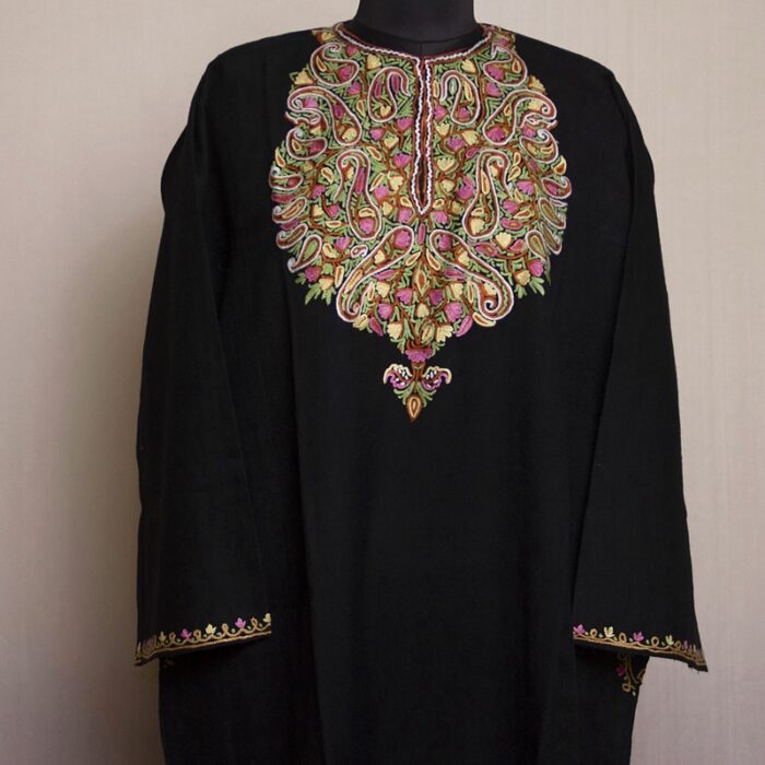 Black Ansab Raffal Hand Aari Pheran