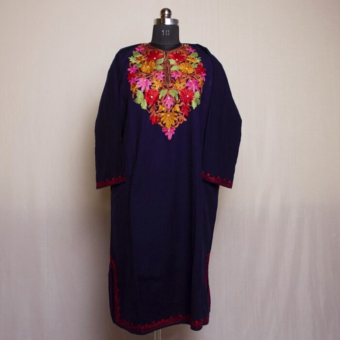 Dark Blue Snober Aari Cashmilon Pheran - Image 2