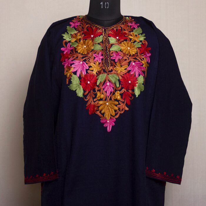 Dark Blue Snober Aari Cashmilon Pheran