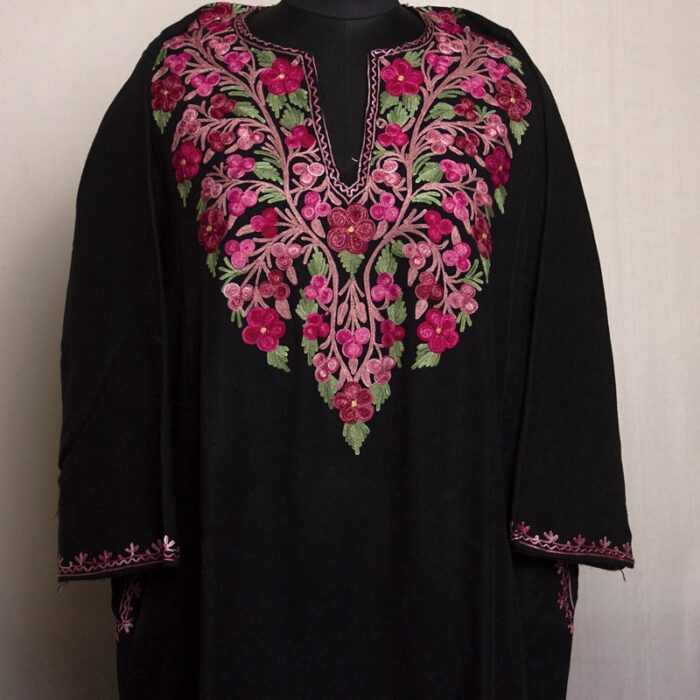 Black Gulabi Aari Cashmilon Pheran