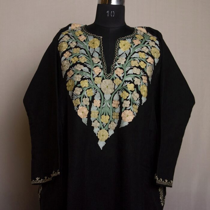 Black Nazneen Aari Cashmilon Pheran