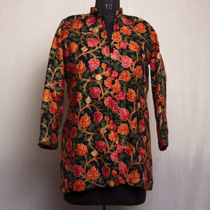 Black Chinari Heavy Aari Cashmilon Short Jacket