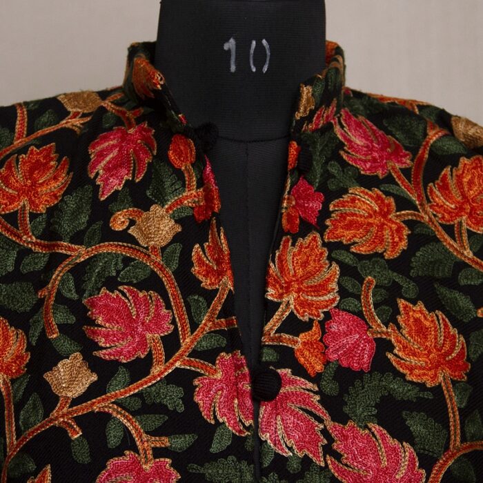 Black Chinari Heavy Aari Cashmilon Short Jacket - Image 2