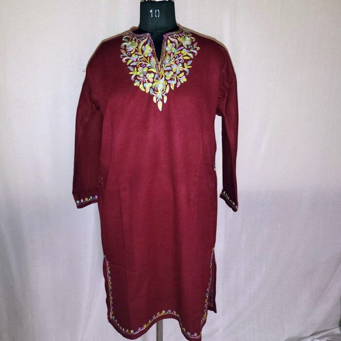 Maroon Multi Cashmilon Aari Pheran L40 - Image 2