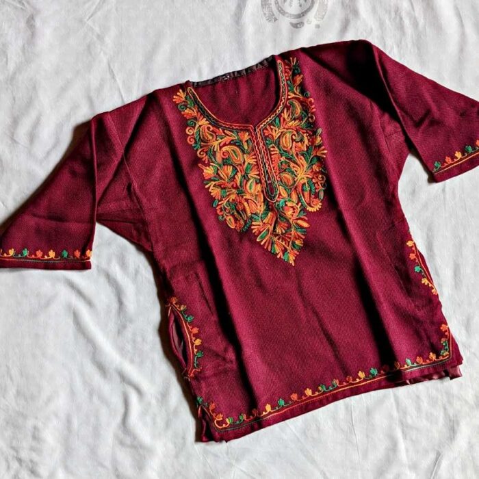Maroon Kids Traditional Kashmiri  Pheran L19.5
