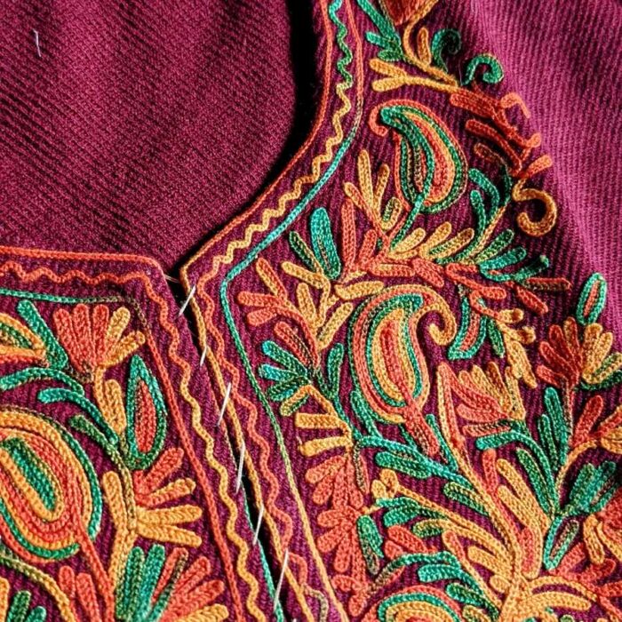 Maroon Kids Traditional Kashmiri  Pheran L19.5 - Image 2