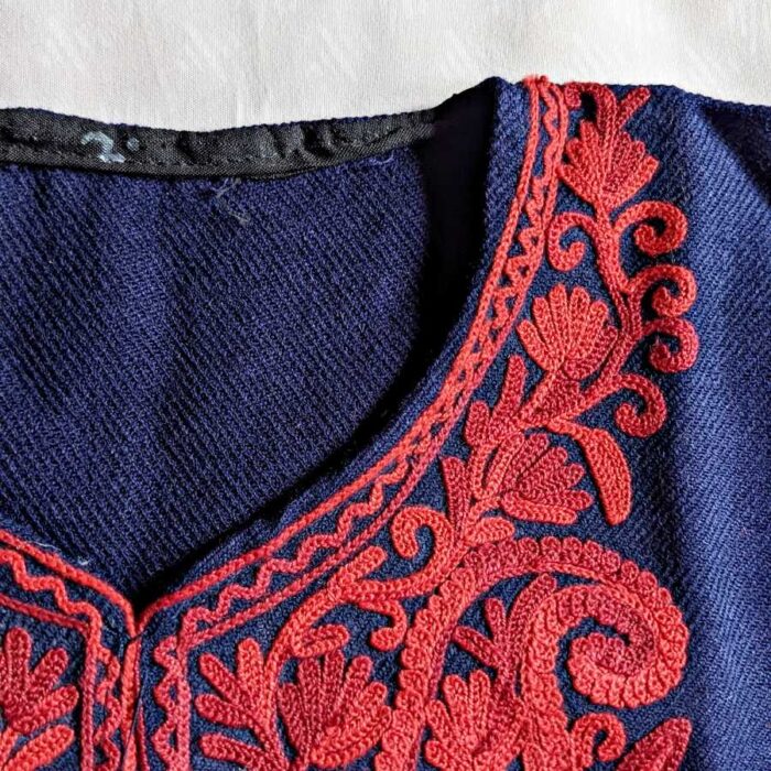 Navy Blue Badam Kids Traditional Kashmiri Pheran L20 - Image 2