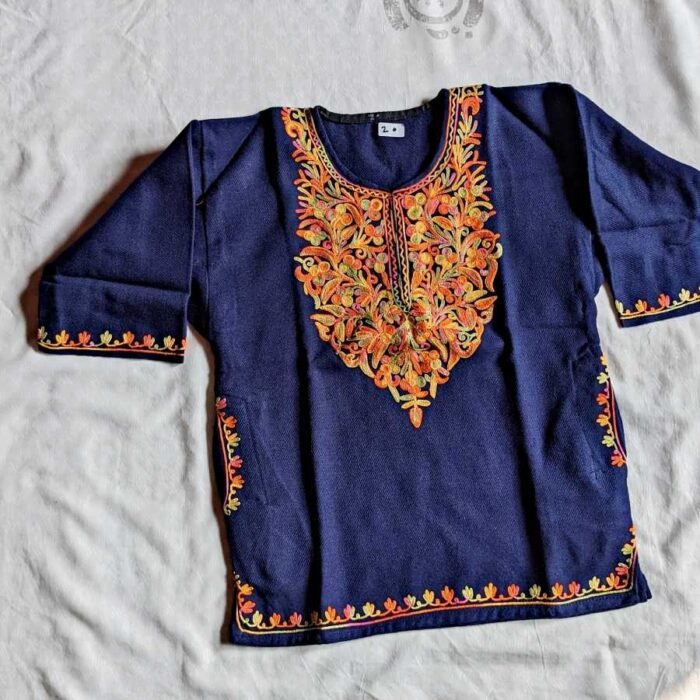 Navy Blue Multi Kids Traditional Kashmiri Pheran L20