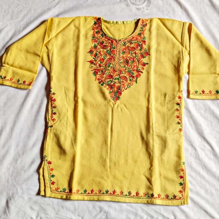 Yellow Multi Kids Traditional Kashmiri Pheran L24