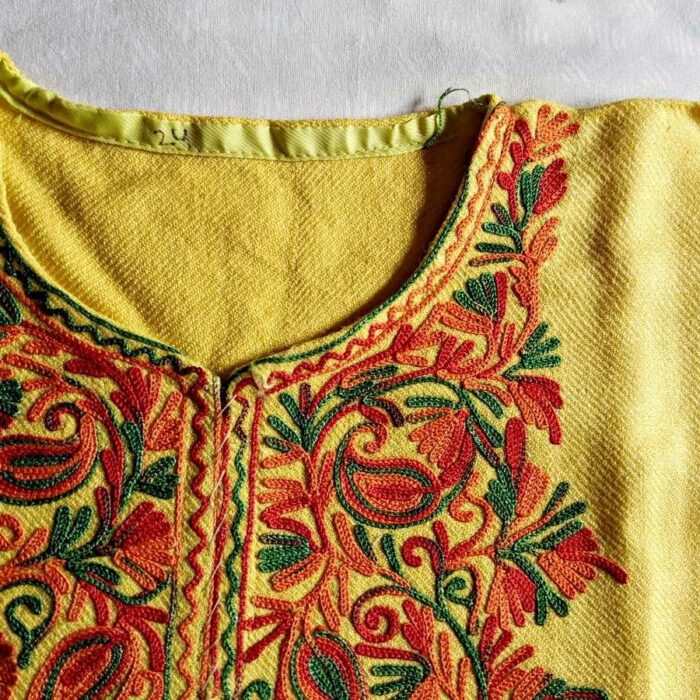 Yellow Multi Kids Traditional Kashmiri Pheran L24 - Image 2
