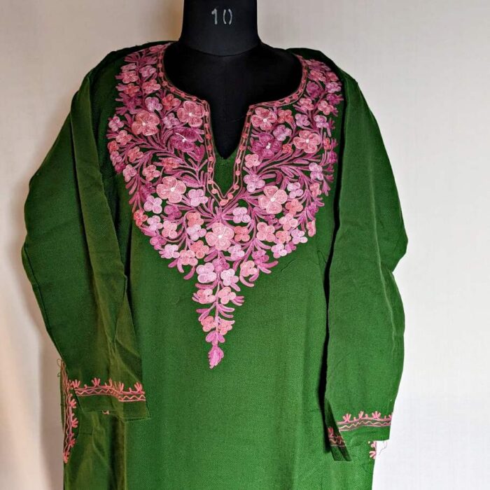 Green Pink Cashmilon Aari Pheran